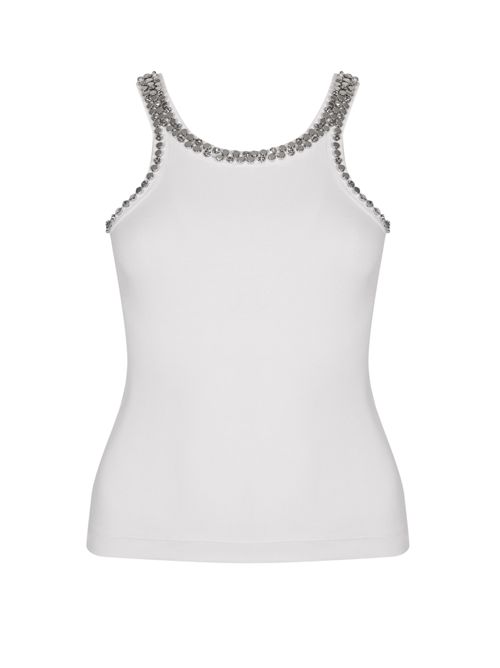 Canotta Coriandoli in cotone a costine Bianco